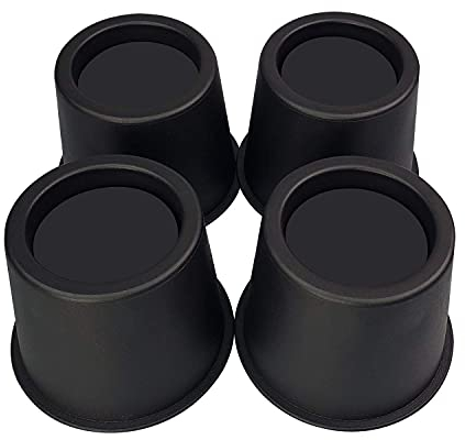 MIIX HOME - Lot de 4 rehausseurs de lit Ronds Robustes de 10,2 cm pour Meubles, chaises, canapés ou canapés, rallonges de Pieds de Table, supporte jusqu'à 226,8 kg, Noir