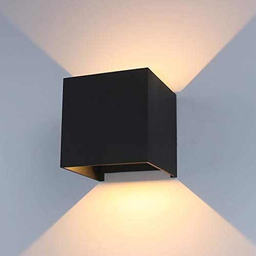 Chrasy Moderne Wandleuchten Innen 10W Wandleuchte Warmweiß Wandbeleuchtung LED mit Einstellbar Dekorative Würfel Wandlampe für Wohnzimmer IP65 Wasserdichte