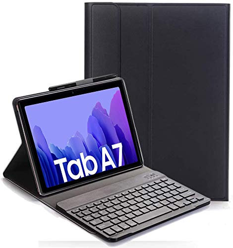 RLTech Clavier étui pour Samsung Galaxy Tab A7 10.4 2020, AZERTY Slim PU Housse Détachable Wireless Clavier Keyboard sans Fil Coque pourSamsung Galaxy Tab A7 T500/T505/T507 10.4 2020, Noir