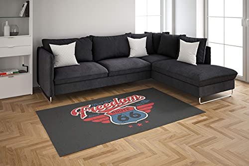 Oedim Teppich Teppich Lino PVC Feel The Freedom Route 66 für Schlafzimmer | 95 x 120 cm | Teppich aus PVC | Bodenbeschichtung | Dekoration für Haus und Schlafzimmer | Schutzboden |