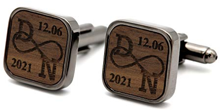 NaturSchatulle Manschettenknöpfe Herren Holz Gravur Individuell Unendlichkeit 1 Paar Schwarz Manschettenknopf Eckig Hochzeit Anzug Männer Cufflinks Men