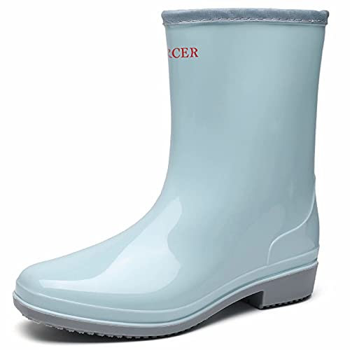 GURGER Stivali di Gomma Donna Antiscivolo Alti Stivali da Pioggia Impermeabili Giardinaggio Blu 39