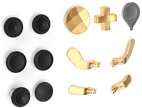 Lazmin112 Controller-Ersatzteile, Gamepad Swap Joysticks Paddles Zubehörersatz für One Elite Series 2 Controller Metall + Silikon Komfortables Gefühl(golden)