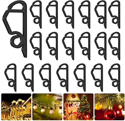 SelfTek 120 Stück Dachrinnenhaken für Lichterketten, Weihnachtslicht Clips für Weihnachtsaußenbeleuchtung Dekoration, Mini Kunststoff Halterung Haken Lichterkette Befestigung Regenrinne(Schwarz)