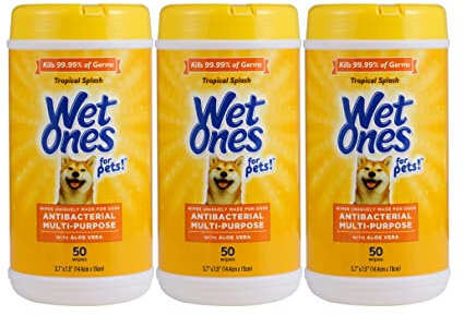 Wet Ones for Pets Multi-Purpose Dog Wipes with Aloe Vera, 50 Count - 3 Pack | Dog Wipes for All Dogs in Tropical Splash, Wipes for Paws & All Purpose | 150 Count Total