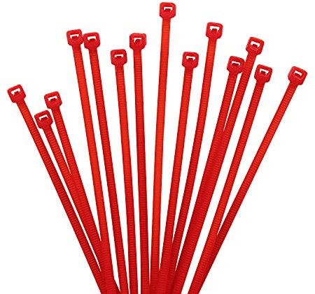 XINGO 1000 Piezas Rojo Bridas para cables profesionales, 150mm x 2.5mm, Resistentes UV, Bridas para Cables Para Oficina, Hogar, Exteriores