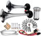 FARBIN Auto Horn 12V 150db Super Loud Air Hupe, Chrom Zink Dual Trompete Air Horn, LKW Hupen mit Kompressor Drahtbaum und Knopf, für alle Fahrzeuge (12V, Doppelrohr Luft horn mit Knopf)