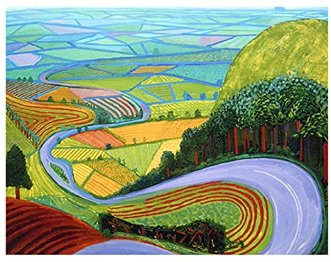 Yooyu David Hockney Garrowby Hill Landschaft Poster Leinwand Gemälde Wand Kunstdrucke Bild für Wohnzimmer Moderne Wohnkultur 60x110cm(24x43in) mit Rahmen