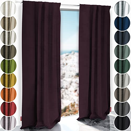 Schuette® Verdunkelungs-Vorhang Gardine mit Tunnelband ● Millenium Velvet: Plum (Violett) ● 230x135cm Höhe x Breite (1 Stück) ● Knitterfrei Pflegeleicht Thermo Blickdicht & stark Abdunkelnd