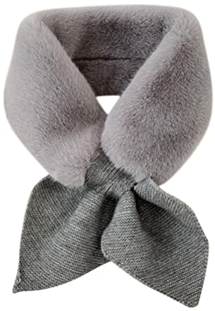 ORANDESIGNE Schal Damen Winter Flauschig Loop Warmer Winterschal Schal Aus Kunstfell Kurzer Halsschal Schöner Elegant Leicht Einfarbig Fleece Plüschschal A-Grau M