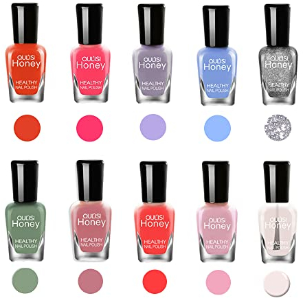 TEEROVA Nail Polish Set, Non-Toxic & Quick Dry, Odor Free Water Based Nail Polish (Set E (8MLX10))