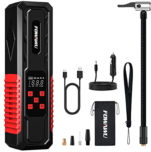 FOWAWU 7800mAh 150PSI Elektrische Luftpumpe Fahrrad,Elektrische Luftpumpe Akku Kompressor Luftpumpe,Fahrradpumpe Elektrisch,Fahrrad Pumpe mit DC 12V Kabel Digital LCD LED Licht Wiederaufladbarer