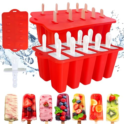 Moule a Glace, Moule Glace avec 10 Cavités Faciles à Détacher,Moules en JDH Silicone sans BPA Moules à Glace Poignée à Rebord pour une Prise en Main Facile