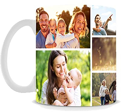 Personalised with Multi Photo Collage Mug, 11oz White Ceramic Mug, Memorable Gift for Family,Friends,Birthday,Any Special Occasion Coffee Tea Mug. (8 Photo)