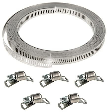 tecuro Schlauchschellen Endlosband Set: 5 Meter, Bandbreite 9 mm, inkl. 5 Schlösser