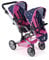 Bayer Chic 2000® Puppenwagen Linus Duo – Butterfly Navy Pink – Faltbarer Zwillingspuppenwagen – Verstellbarer Griff 50-82 cm – Puppen bis 50 cm – 4-8 J.
