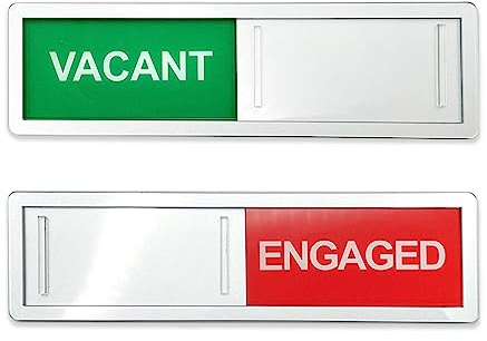 LICQIC Privacy Sign, VACANT/ENGAGED | Sliding Door Sign with Fast Switching Raised Buttons, for Home Office Restroom Conference, Silver
