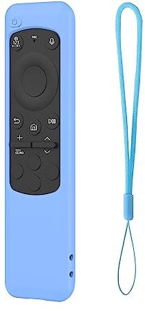 Silicone Protective Case Cover for Newest Samsung Smart TV Solar Cell Remote Control, for Samsung Remote Battery Back Covers Skin Holder Sleeve with Lanyard (Blue)