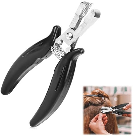 Ltsbaed Acier inoxydable Pince à Extension de Cheveux, Noir Outils Extension de Cheveux, Professionnel Outil D'extension de Cheveux Pince Retrait Extension Cheveux pour Micro Anneaux Perles