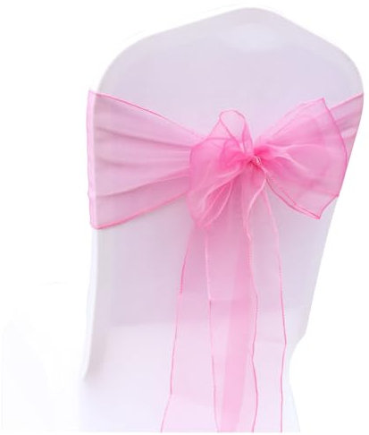 Wisafory Lot de 50 nœuds de chaise en organza - Pour chaise - Pour mariage, cérémonie, événement, fête - 18 x 275 cm - Rose foncé