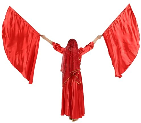 MUNAFIE - Banderas de adoración (2 piezas, banderas de danza de adoración, banderas en forma de abanico, mástil telescópico de bandera para espectáculo de danza de iglesia, rojo, Talla única