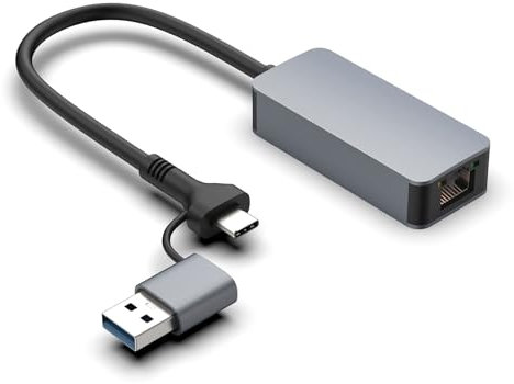 Adattatore LAN USB 2,5 G, adattatore di rete 2 in 1 USB-C Ethernet 100/1000/2500 Mbps, adattatore LAN per PS5, Switch, Steam Deck, XPS, TV Box, iPad, MacBook, smartphone, tablet, laptop