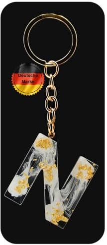 KEYSPACE Schlüsselanhänger Buchstabe-süße Buchstaben Anhänger Gold Weiß-elegant personalisierte Schlüsselanhänger mit Namen-kleine Geschenkideen Geburtstag Freundin (N)
