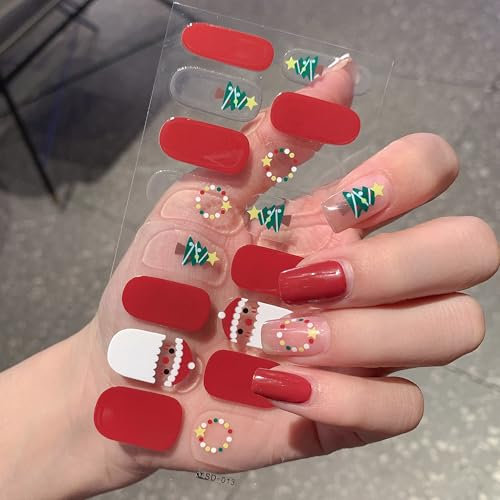 Nagelfolien Selbstklebend Weihnachten | 16Stk Nagel Sticker Nagelaufkleber DIY | Glitzer Nail Art Sticker für Damen Mädchen | Xmas Nail Wraps Nageldesign Maniküre Nagelkunst (Grün Weihnachtsbaum)