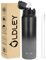 OLDLEY Stainless Steel Water Bottle with Straw 1L Vaccum Insulated Large Drink Flask Metal Water Bottles 1 Litre Leakproof Keep Drinks Hot Cold for Sports Gym Travel Adult Women Men(Black Grey, 1 Lid)