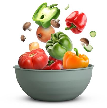 Pro Home Bol de plástico de plástico, sin BPA, apto para lavavajillas, diámetro de 25,5 cm, color verde, polipropileno irrompible, ensaladera