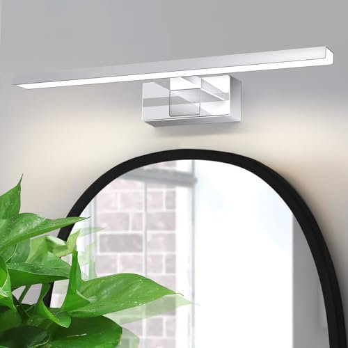 meoaow Spiegelleuchte Bad Led Spiegellampe - 8W Wandlampe Badezimmer Lampe Neutralweiße Lichtfarbe 4000K Spiegel Wandleuchte Modern Chrom Badlampe Spiegelschrank Beleuchtung 40cm