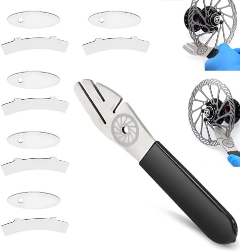 NEUSID 11 unidades de ayuda de ajuste de freno de disco, herramienta de enderezamiento de discos de freno de acero inoxidable para bicicleta con 5 óvalos y 5 llaves de ajuste curvadas para placas de