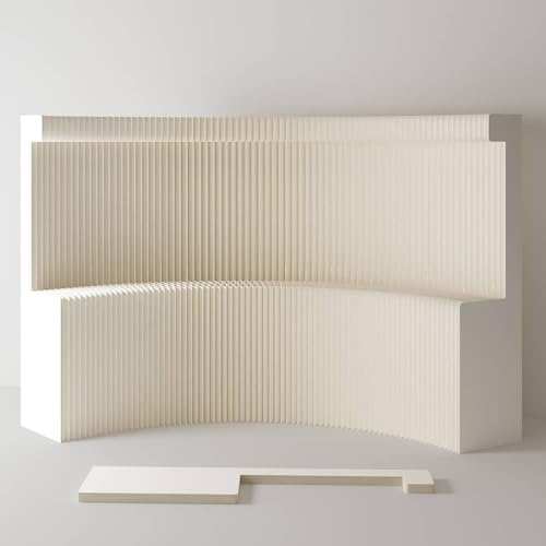 HELLOpoper Foldable Display room divider Screen with Shelves,Kraft Paper, No Assembly Required – Ideal for Offices, Living Rooms (White, H2m*L5m)