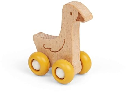 Bigjigs Toys Farm Animal on Wheels Goose, Wooden Mini Push Along Toy