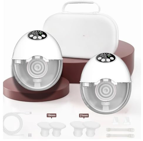 BabyHaven Tire-Lait Électrique Mains libres Double Sans Fil – Ultra Silencieux 4 Modes, 12 Niveaux – Batterie Longue Durée 1200mAh – Confort 3 Tailles de Coupelles – Facile à Nettoyer – 160ml x2
