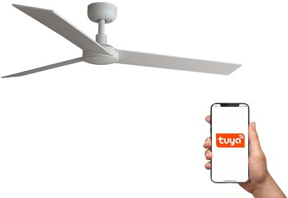 Faro Rudder Grande ventilatore da soffitto a 3 pale bianco opaco con sistema intelligente Tuya