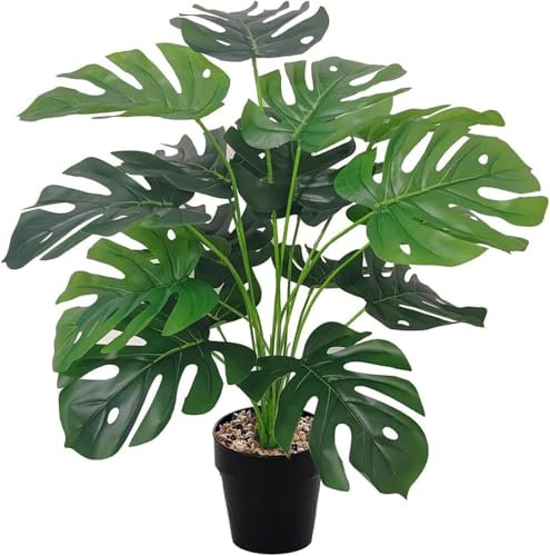 YJWZ Plantas Artificiales Decorativas,Grande Planta Artificial Monstera con Maceta,75 cm Planta Falsa Palmera Tropical para Interiores Exteriores Hogares Oficinas Salón Salas de Estar Jardín