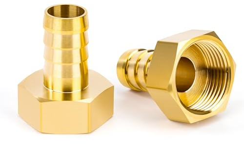 2 Pezzi Raccordo Portagomma in Ottone 32 mm x 1 Femmina, Adattatore Tubo Diritto a Barb per Giardino, Acqua, Aria, Olio, Gas & Carburante - Uso Industriale e Fai-da-Te