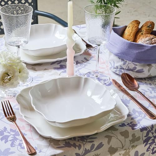 Andrea Fontebasso Servizio piatti 18 pezzi per 6 persone in porcellana bianca - Brigitte (Quadrato)