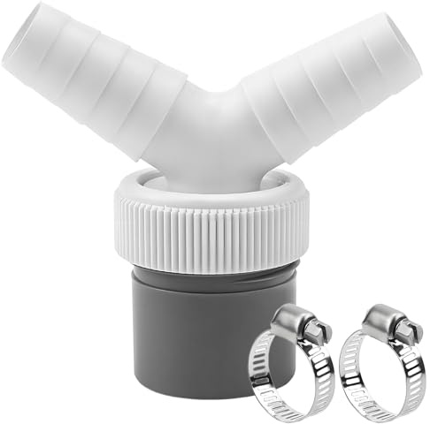 Waschmaschine Ablaufadapter Waschmaschine Schlauchverbinder Ablaufadapter für Geschirrspüler 19-24mm Doppelanschlussrohr mit Schlauchschelle für Geschirrspüler Wäschetrockner (Doppelkopf + 2 Klemmen)