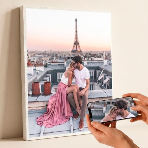 Cristal Plaque Lienzo Personalizado Pareja con Foto | Regalo Aniversario | Tu foto a todo el lienzo, vertical 30x40 cm