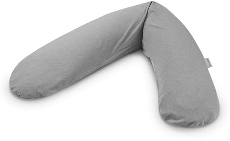 Theraline Das Original Schwangerschaftskissen zum Schlafen, Seitenschläferkissen mit Bezug, Komfortkissen mit Perlenfüllung, Body Pillow & Pregnancy Pillow (Melange Mittelgrau)