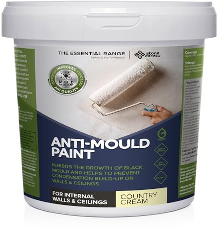 Stonecare4u Anti Mould Paint - Country Cream, 2.5 Litre - For Walls & Ceilings in Bathrooms, Kitchens & Bedrooms. Ultimate Protection Against Dangerous Mould - 5yr Mould Resistance