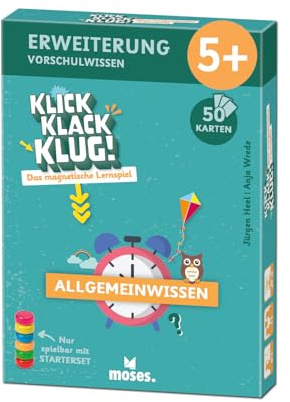 Moses. klick Klack Klug! – Das magnetische Lernspiel für die Vorschule, Erweiterungsset mit Aufgaben zum Allgemeinwissen, pädagogisch geprüftes Spiel, für Kinder ab 5 Jahren