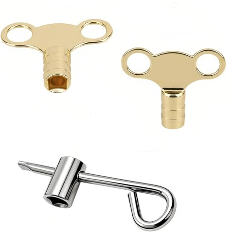 3Pcs Radiator Bleed Keys UK, Universal 5mm Radiator Key Set | Radiator Key for Bleeding and Air Vent, Solid Brass Square Radiator Valve Key Tools for Home Heating Maintenance