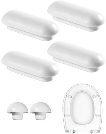 DAFNE 6 Pezzi Paracolpi WC,Paracolpi Sedile WC,Tavoletta WC,Paracolpi Tavoletta WC,Ricambi Copriwater,per Case,Hotel,Ospedali,Scuole,4 Buffer ad Anello+2 Buffer per Coperchio(Bianco)