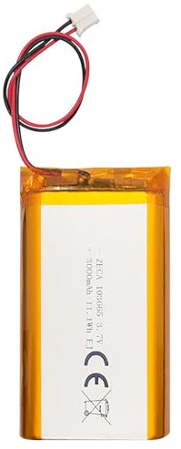 ELLENNE - Battery Lipo DIY 103665-3.7 V DC 3,000 mAh Ports 2P-PH - Surge Protection, Over-Discharge and Short Circuit