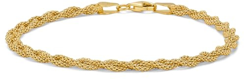 OROVI Geflochtenes Armband Damen Gold, 18 Karat vergoldetes 925 Sterlingsilber, Elegantes Design, 19 cm Länge, mit sicherem Karabinerverschluss, Made in Italy, Geliefert in Schmuckschachtel