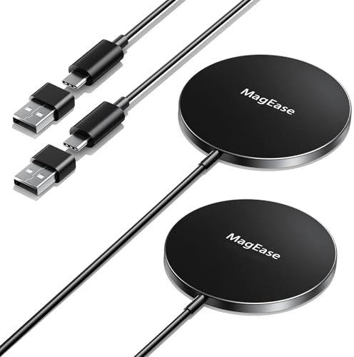 QTlier Magnetic Wireless Charger 2 Pack, 15W MagSafe Charger | Fast Charger for iPhone 17/16/15/14/13/12 Series, Compatible with AirPods Pro/4/3/2, Wireless Charging Pad 2 Pack White