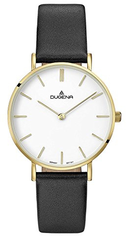 Dugena Damen Quarz-Armbanduhr, Saphirglas, Lederarmband, Linée